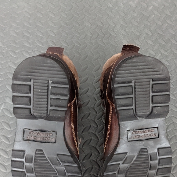 sz:8W Rockport Men's Leather Boots, Wide, Waterproof Brown Moc-toe Chukka - Picture 10 of 15